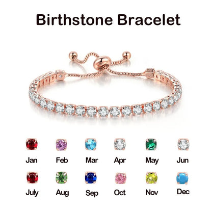 Adjustable Colorful Birthstone Tennis Bracelets for Women 4MM Crystal Bangle Female Hand Chain Trend Jewelry Accessories H133