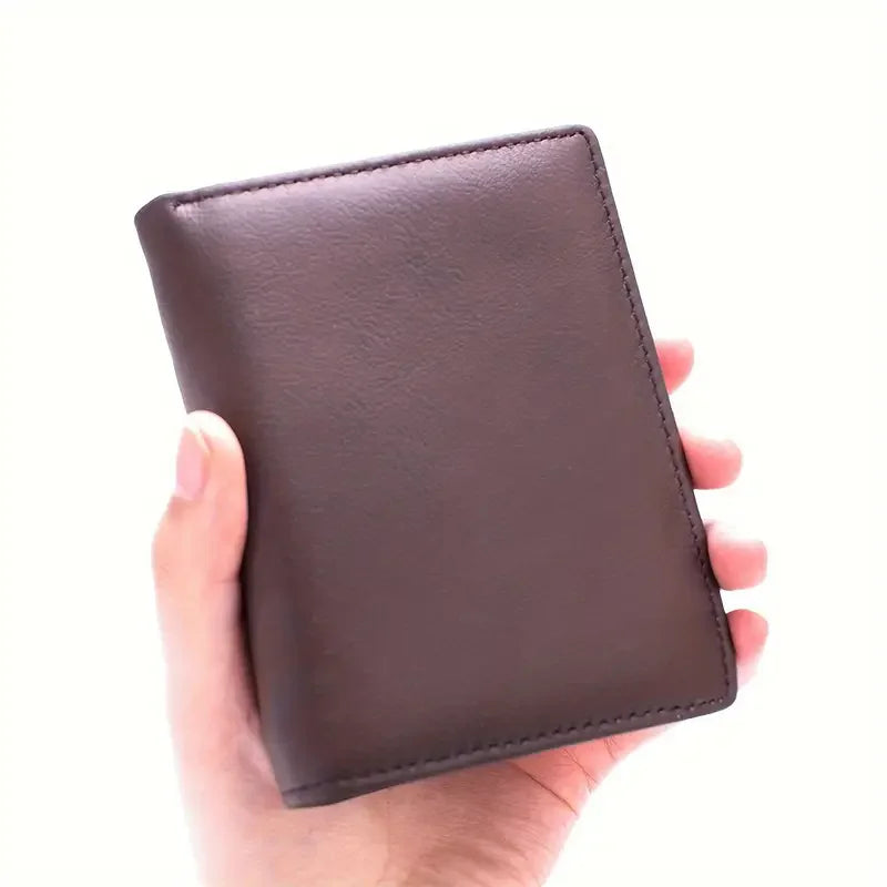 Mens Wallet Genuine Leather RFID Blocking Vintage Vertical Short Credit Card Holder Coin Purse Money Bag Slim Travel Gift