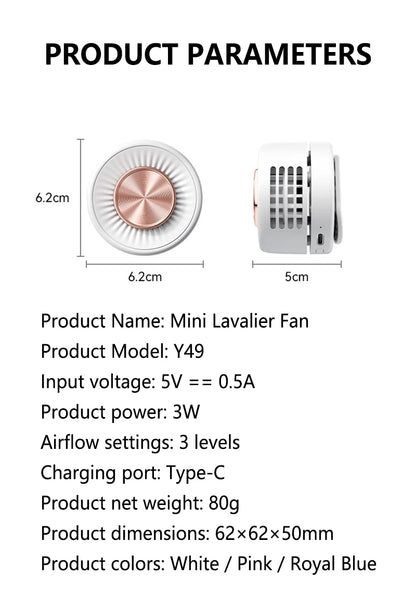 Lenovo Portable Bladeless Clip Fan 360° Rechargeable Mini USB Desk Fan Small Cooling Fan for Outdoor Travel Office