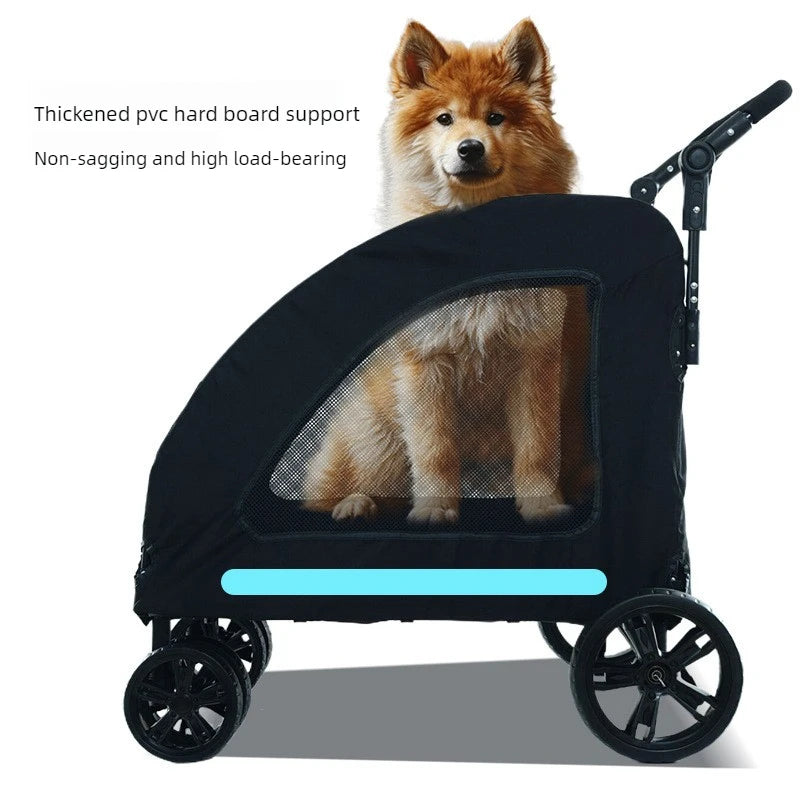 Large Dog Strollers Breathable Zipper Design Pet Cart Dogs Carrier Outdoor Travel Large Transportation Carts Adjustable Height