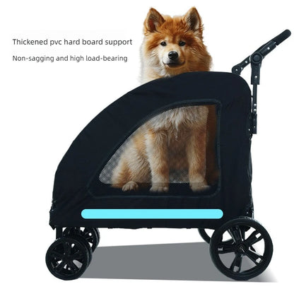 Large Dog Strollers Breathable Zipper Design Pet Cart Dogs Carrier Outdoor Travel Large Transportation Carts Adjustable Height