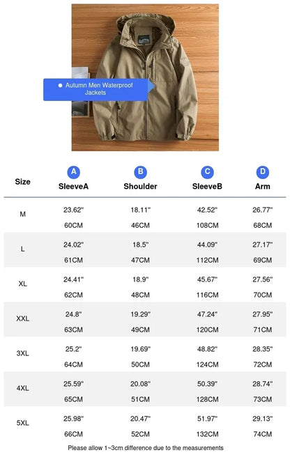 Autumn Men's Hiking Waterproof Jackets Men Outdoor Quick Dry Climbing Hooded Coats Men Sports Breathable Windbreaker Jackets 5XL