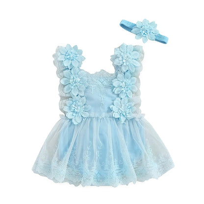 Baby Girl Summer Clothes Lace Romper Skirt Dress Princess Outfits Sleeveless Flower Newborn Outfit