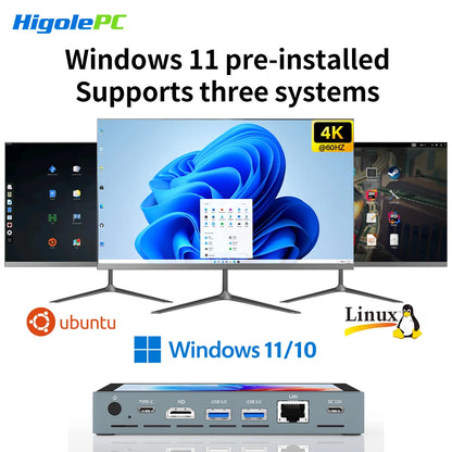 Higole Gole 2 Pro 5.5'' Mini PC Intel N5095 Windows 11 WiFi5 8/16 128/256G 2500mAh Screen Tablet Laptop Desktop PC Mini Computer