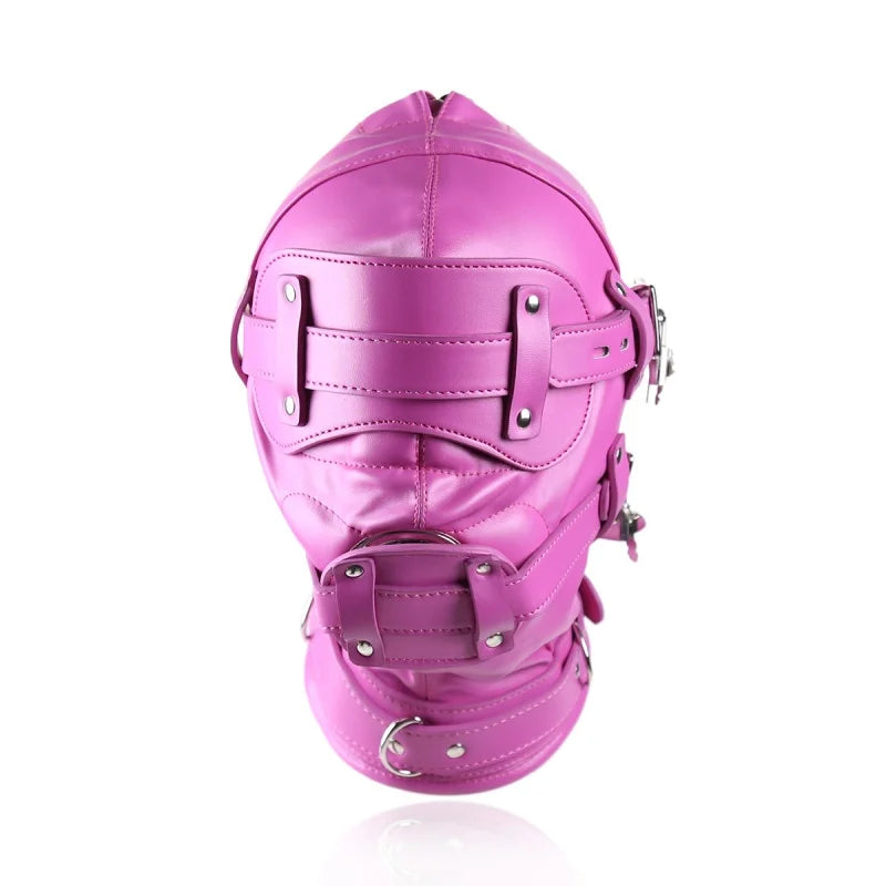 BDSM PU Leather Sexy Hood Masks Costumes Adults Cosplay Party Face Mask Metal Buckle Blindfold Hood Punk Role Play Accessories
