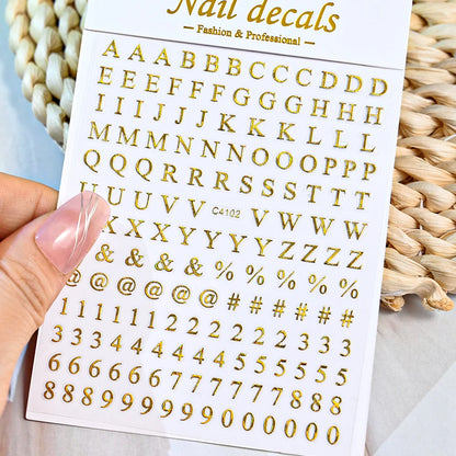 3D Glittery Gothic Letter Design Nail Art Stickers Uppercase Alphabet Letters Artistic Designs DIY Nail Art Decals Decoration #1