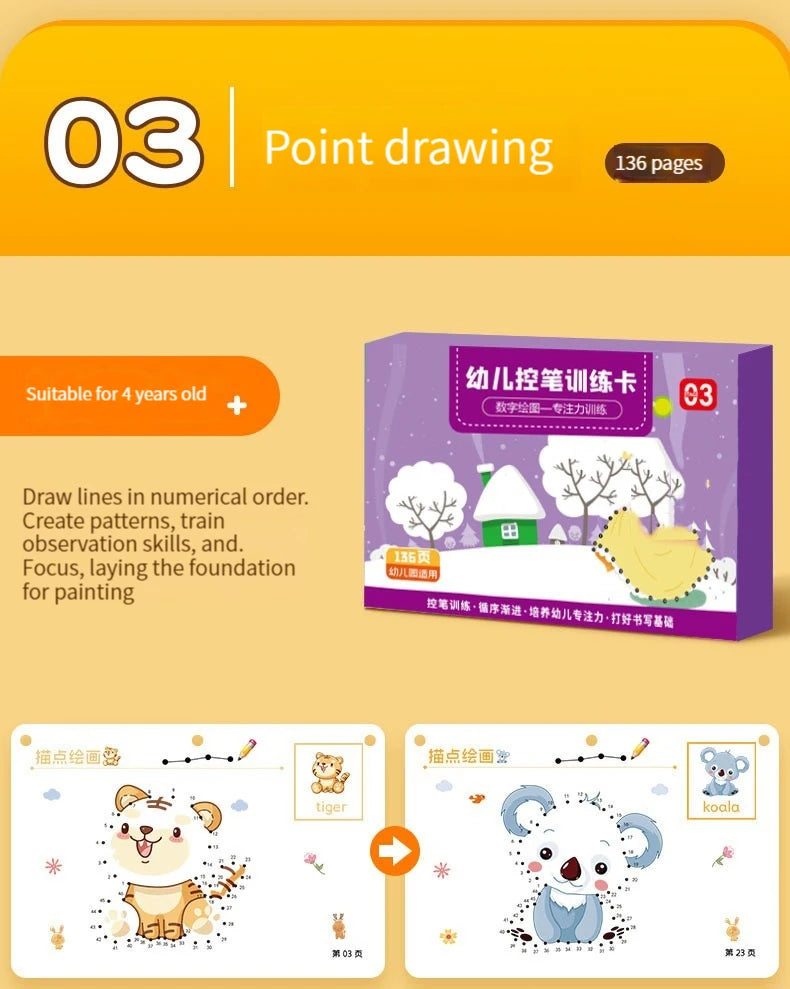 Magical Tracing Workbook Set Reusable Magic Practice Copybook for Kids with Drawing Pens and Eraser Learning Books Writing
