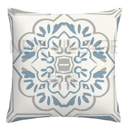 Lake blue white geometric linen pillowcase sofa cushion cover home decoration can be customized for you 40x40 45x45 50x50 60x60