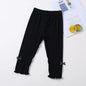 Summer 2026 kids Cropped Leggings Baby Girls Vintage Stripes Elastic Slim Lace cuffs Pants Leggings High Waist Girls Clothing