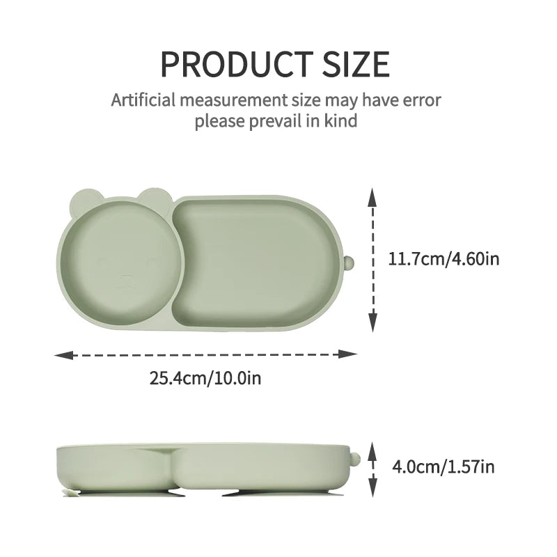 Baby Silicone Suction Cup Bowl Cute Bear Design Macaron Color 100% Food Grade Silicone BPA Free Double plate design for meals