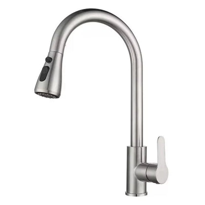 304 Stainless Steel Pull out Kitchen Faucet Deck Mounted Sink Water Tap with Mixer Stream Sprayer Head Hot Cold Taps for Kitchen