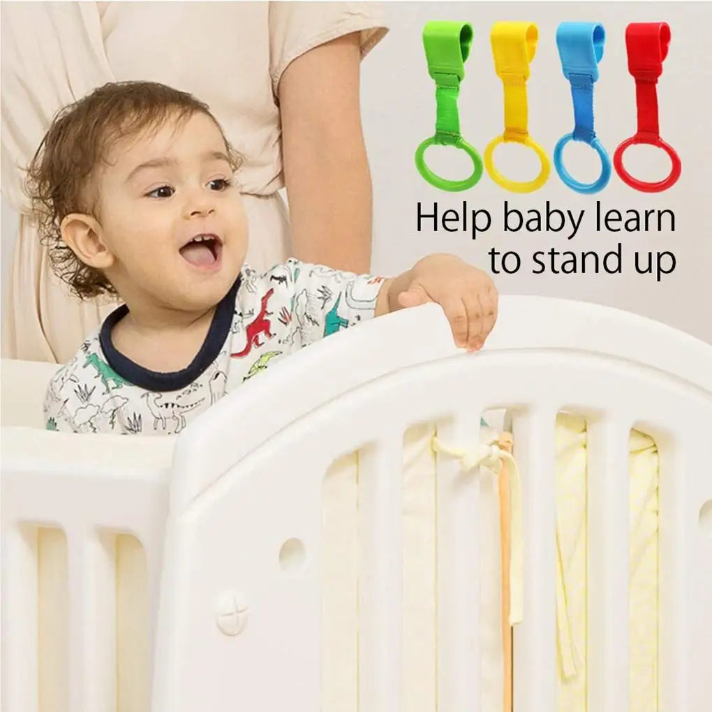 4 Pieces Baby Hand Pull Rings Cribs Playpens Balance Training Ring Infant Stand Hooks Bed Hanging Pendant Household Baby Safety