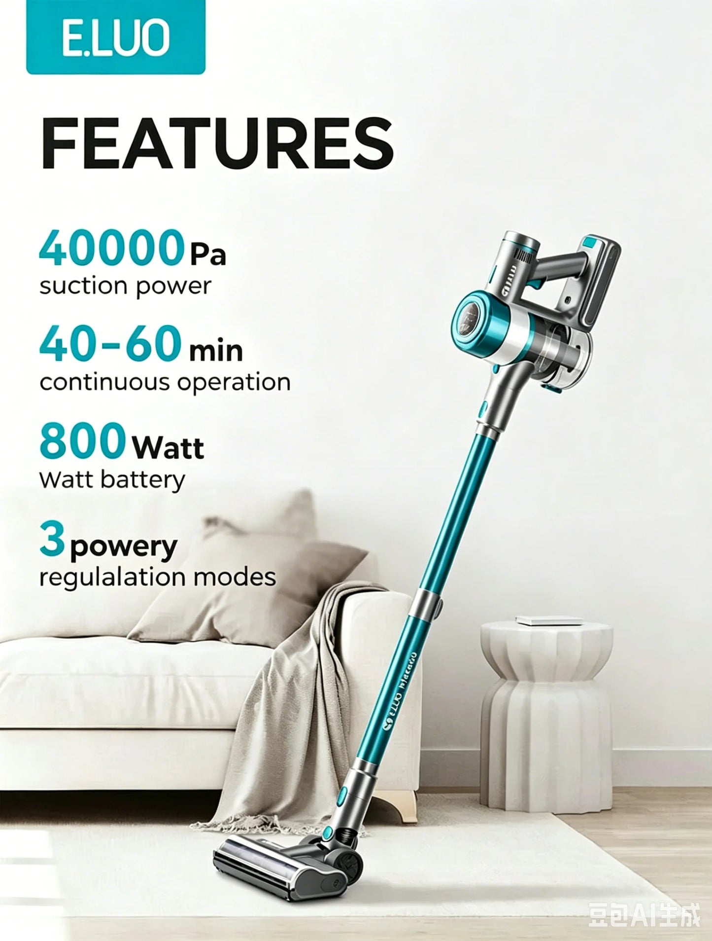Wireless Vacuum Cleaner, Upgraded Version of Household Green Light Anti Entanglement Floor Brush, Automatic Dust Sensing, Suitable for Hardwood Floors, Carpets, Tiles, Suitable for Hardwood Floors, Carpets, Tiles