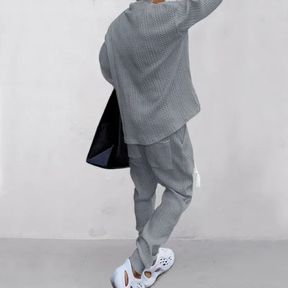 2025 Cross-border New Men's Casual Trousers V-Neck Versatile Jacquard Knitted Sweater Set