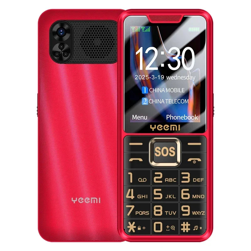 YEEMI K3 4G Feature Keypad Phone 2.6 Inch Dual SlM Big Button Loud Volume for Elderly 2500mAh FM Radio Hebrew Keyboard SOS Video