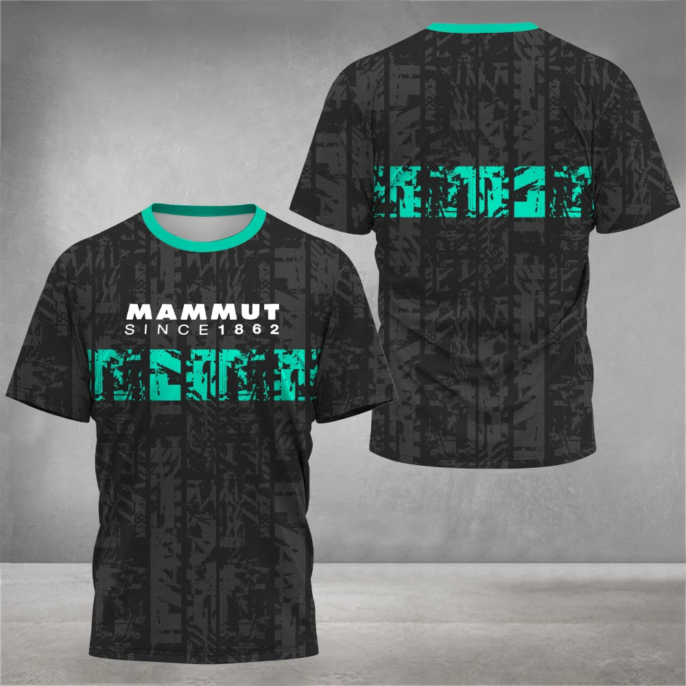 Men's outdoor hiking T-shirt 3D printed design rock climbing cross-country running Drifit camping clothes fashionable