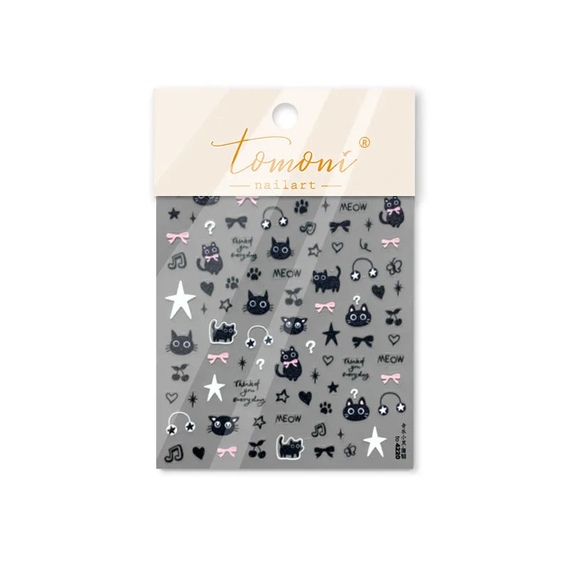 1Pcs Chibi Character Susuwatari Eggette Cute Anime Cartoon Nail Stickers Kawii Nail Art Weeb Cartoon Relief Self Adhesive Decal