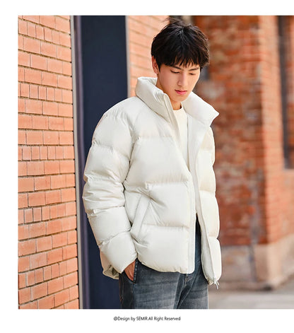 Semir Down Jacket Men Women 2026 Winter New Light Short Coat Three-Proof Thermal Puffer Coat Couple Top Trendy Down Jacket