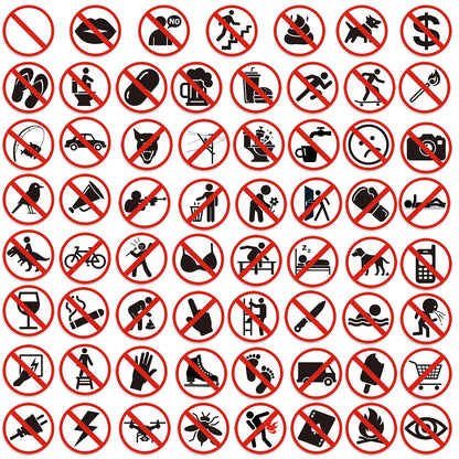 63Pcs Funny Warning Sign Sticker, Water Bottle, Laptop, Phone, Guitar, Skateboard, Stationery DIY Decor Stickers For Kids Adults