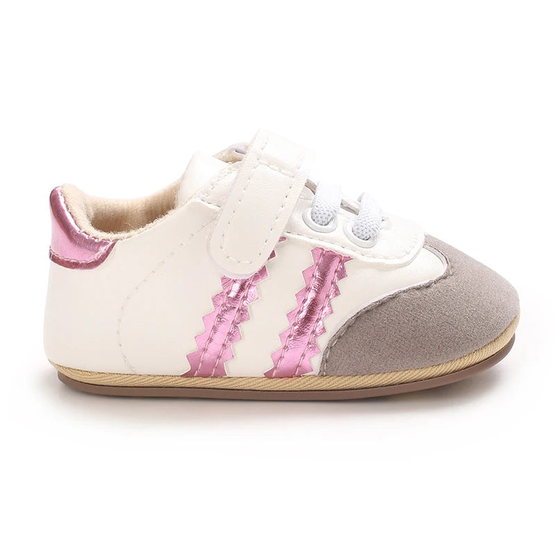 Spring and Autumn Fashion Stripes 0-1 Baby Shoes Baby Shoes Step Front Shoes Rubber Bottom Anti Slip Sneakers