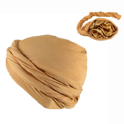2022 New Elastic Men's Turban Hat Satin Lining Stretchy Men Bandana Indian Cap Fashion Male Hip Hop Caps Headband Biker Headwrap