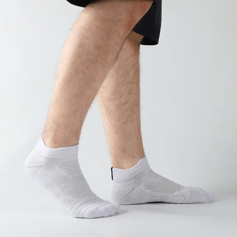 6/3/1 Pairs New Men Sports Running Fitness Flight Short Tube Socks Women's Towel Bottom Basketball Socks Solid Color Black Socks