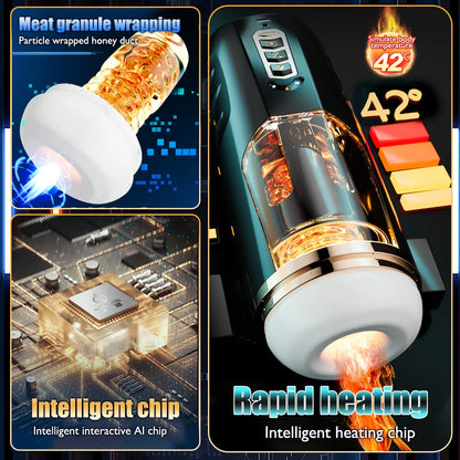 Automatic Male Masturbator Telescopic Vibrator Heating Sexy Voice Suction Cup Electric Pocket Pussy Sex Toys For Men