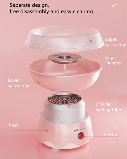 Cotton Candy Machine for Kids DIY Portable with Large Food Grade Splash-Proof Plate Efficient Heating Hard & Sugar Free