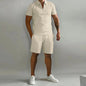 Cross border Amazon Men's Set 2025 Autumn New Men's Polo Casual Loose Short sleeved Shorts Sports Set