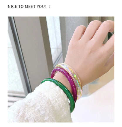 3pcs New Vintage Resin Acrylic Bangle Set for Women Jewelry Korean Cuff Bangles Bracelets with Charms Designer Round New Gifts