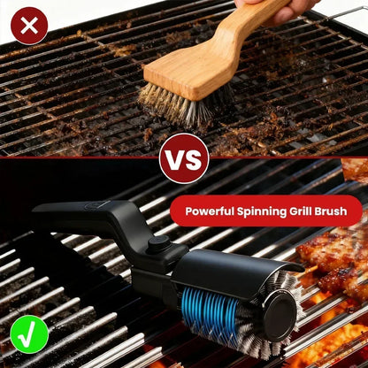 Cordless Rechargeable Electric BBQ Grill Brush Heavy Duty Outdoor Cleaning Tool Rotary Adjustable for Oil Stains