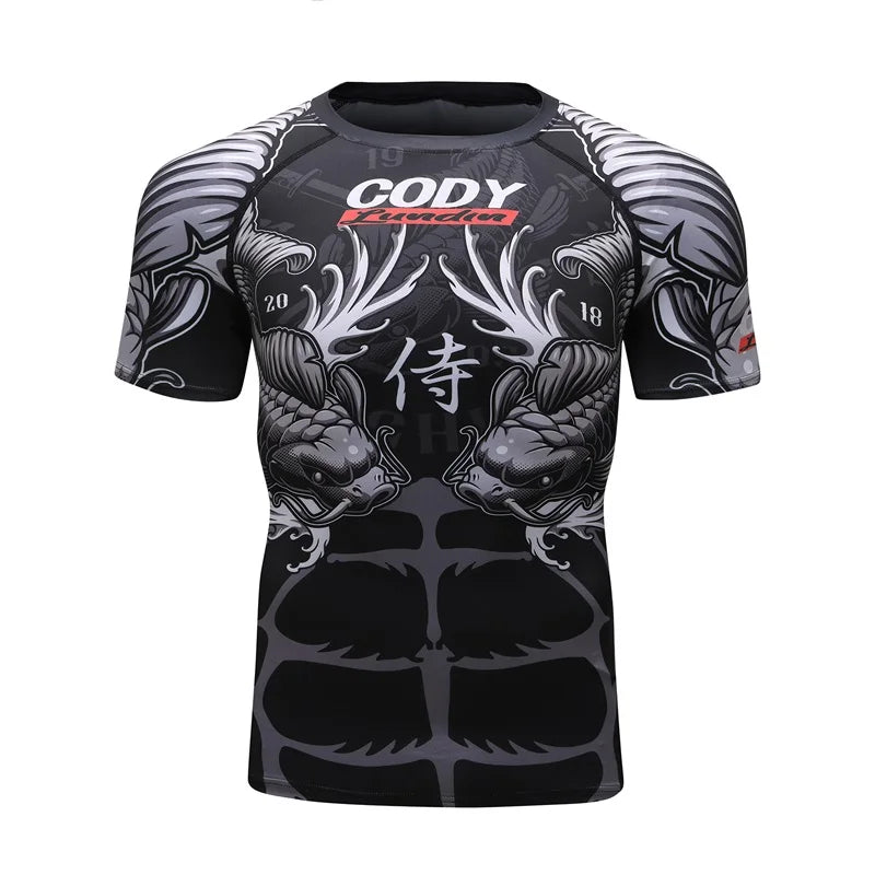 New Men Sports Jiu Jitsu BJJ Suit Gym Fitness Compression Clothes Running Jogging Sport Wear Exercise Workout Rashguard Tights