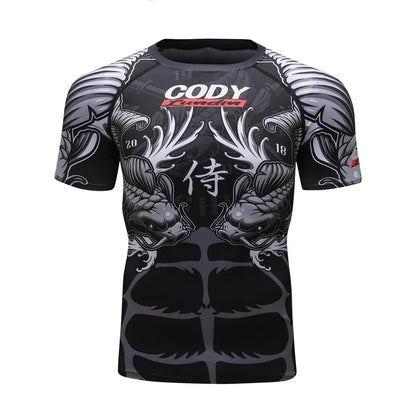 New Men Sports Jiu Jitsu BJJ Suit Gym Fitness Compression Clothes Running Jogging Sport Wear Exercise Workout Rashguard Tights