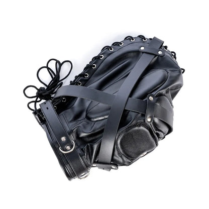 Erotic Fetish Costumes of Leather Bdsm Bondage Hood Mask with Mouth Hole for Couples Adults Slave Rolplay Flirting Games