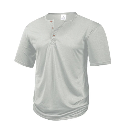 Men's Casual  Henry T Shirt Summer Brown Button Solid Color Polo Short Sleeve Breathable Comfortable Sports Loose T-shirt