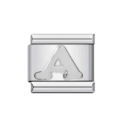 26 English A-Z Letter Name Custom 9mm Link Charms Silver Color Italian Stainless Steel Bracelet DIY Jewelry Making Hand Chain