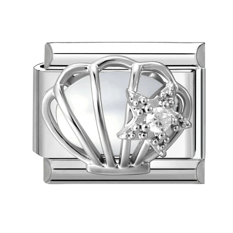 Wholeasle Shiny Zircon Shell Love Heart Devil Eyes Italian Charm Links Fit 9mm Stainless Steel Bracelet Women Jewelry DIY Making