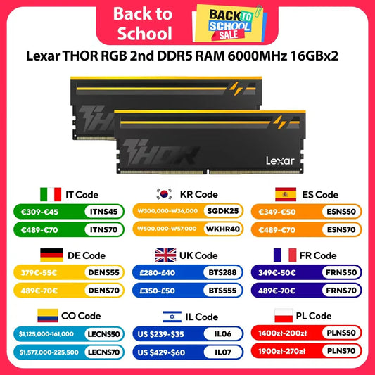 Lexar THOR RGB 2nd DDR5 RAM 6000MHz 16GBx2 CL38 1.35V Micron DRAM Chip Gaming Desktop Memory Overclocking Intel XMP 3.0 AMD EXPO