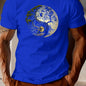 Men's Summer 100% Pure Cotton Casual Loose Sports T-Shirt Yin-Yang Tree Pattern Print round Neck Short-Sleeved Top