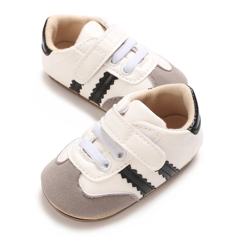Spring and Autumn Fashion Stripes 0-1 Baby Shoes Baby Shoes Step Front Shoes Rubber Bottom Anti Slip Sneakers