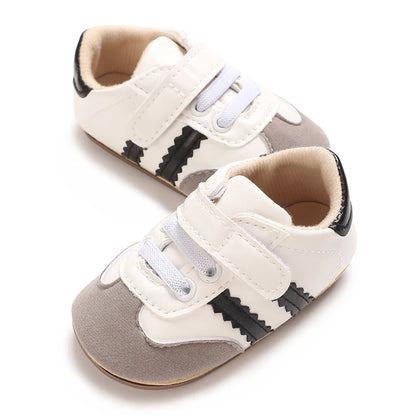Spring and Autumn Fashion Stripes 0-1 Baby Shoes Baby Shoes Step Front Shoes Rubber Bottom Anti Slip Sneakers