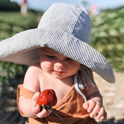 Baby SunHat Summer Boys Girls Bucket Hat Kids Cotton UV Travel Hats Child Big Brim Outdoor Beach Caps Fashion Casual Panama Cap