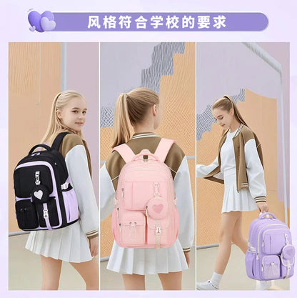 Love Pattern School Bag Backpack Pencil Case lunch bag Three Piece Set Nylon Fabric Waterproof Boy Girl Teenagers Trend Backpack