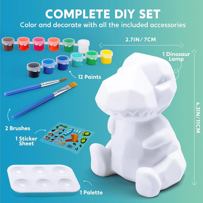 JOYFY DIY Night Light Paint Your Own Dinosaur Lamp Arts & Crafts Kit School Activities Art Supplies Painting Kits Birthday Gifts