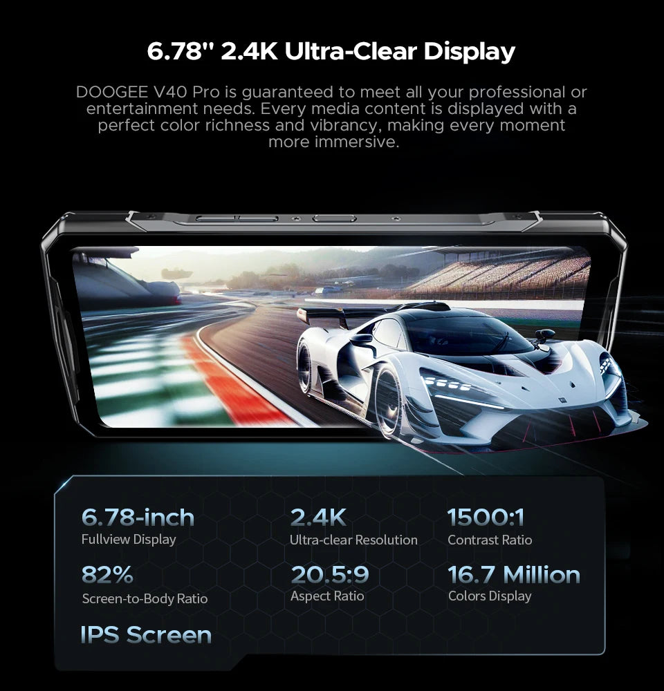 Global Version DOOGEE V40 Pro 5G Rugged Phone 6.78" Display 16GB+512GB Dimensity 7300 200MP AI Camera 8680mAh 33W Fast Charger