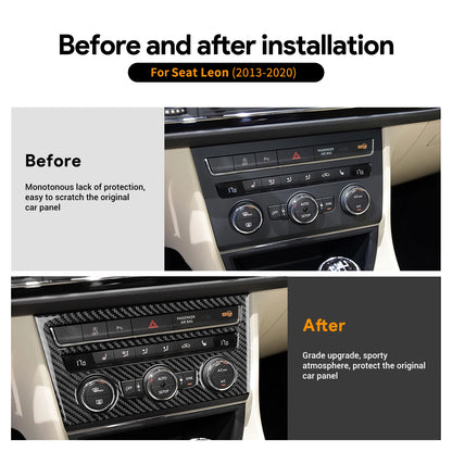 Real Soft Carbon Fiber Sticker For Seat Leon MK3 2013 2014 2015 2016 2017 2018 2019 2020 LHD RHD Car Central AC Button Interior