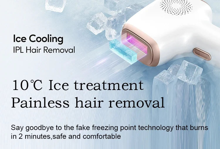 IPL Hair Removal with Ice Cooling Care Function for Women Permanent,999,999 Flashes Painless IPL Hair Remover Device