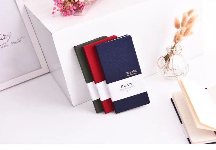 Undated Weekly Fabric A6 Journal - Portable Pocket-Sized Planner for Notes, Goals & Daily Flow Linen Weeks Planning System