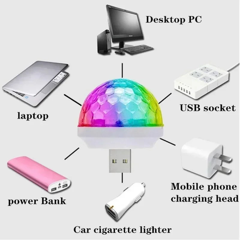 Portable Led Car Atmosphere Lights USB Mini Disco Ball Party Lights DJ Stage Strobe Lights for Christmas Parties Karaoke Bar