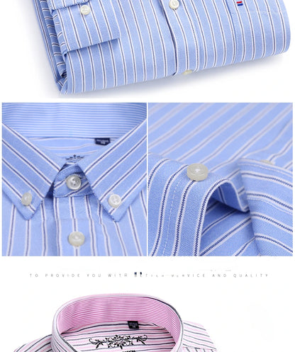 Classic Fit Cotton Full Casual Shirts for Men Solid Color Long-Sleeve Plain Shirt Single Pocket Top Soft Slim Fit Formal Clothes